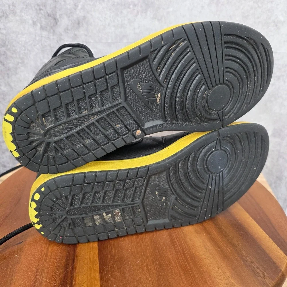Air Jordan 1 High Strap Sneakers Mens‎ 9.5 Black Voltage Leather No Insoles*